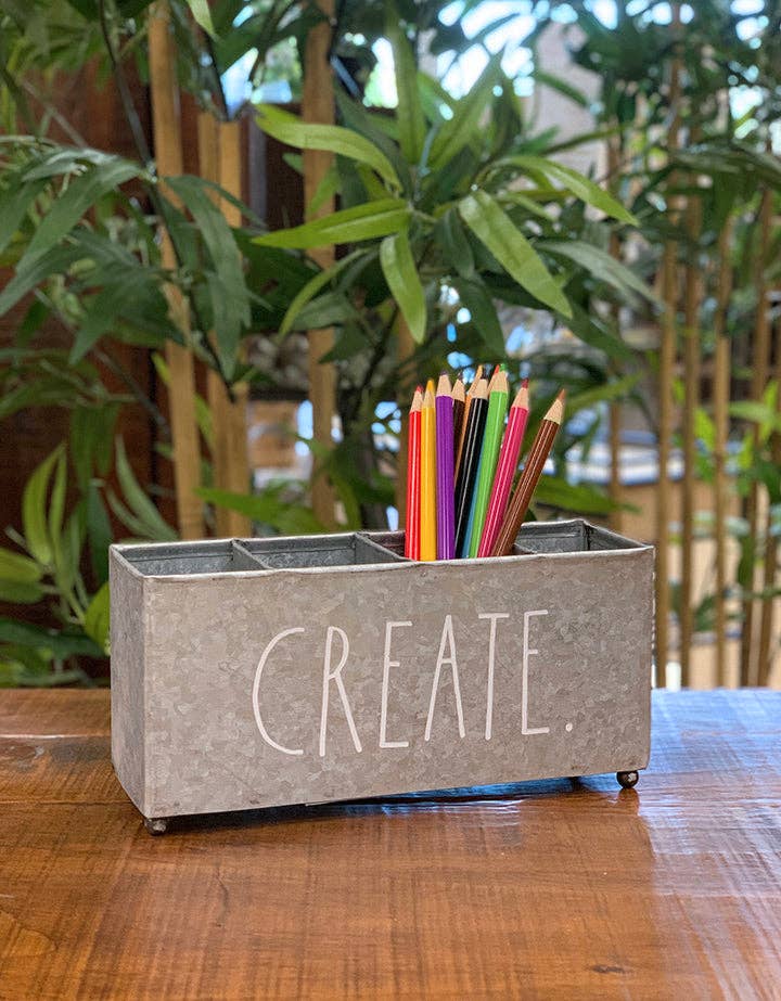 DesignStyles Home - Wholesale Bureau-organizer - Rae Dunn „Create” gegalvaniseerd metaal 4-sectie bureauorganizer1