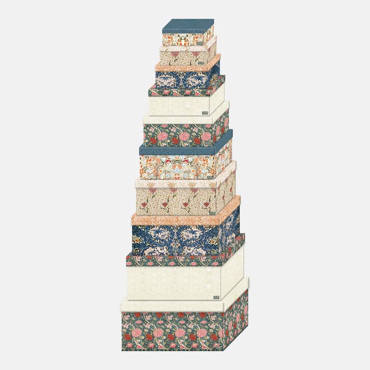 The Gifted Stationery Company - Wholesale Gift Box - Nested Gift Box Set (10pcs) - William Morris - Cray