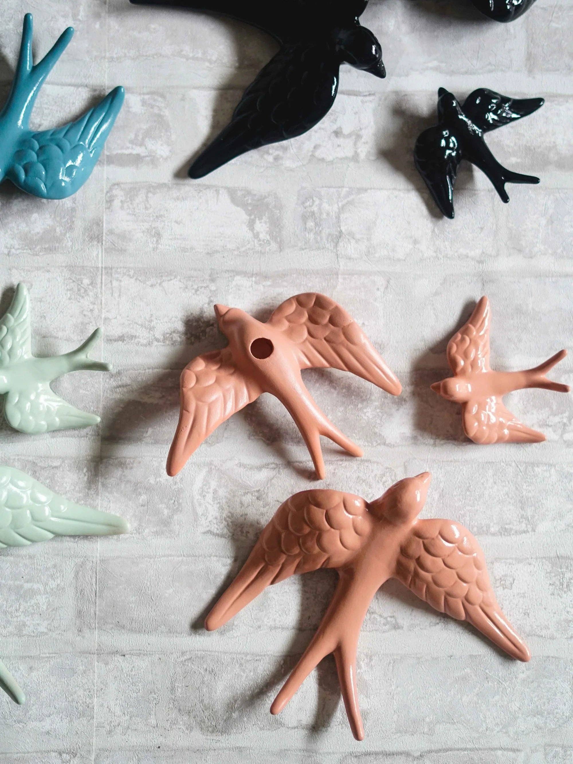 CerAmor Cerâmica - Wholesale Wall Accent - Set of 3 painted swallows2