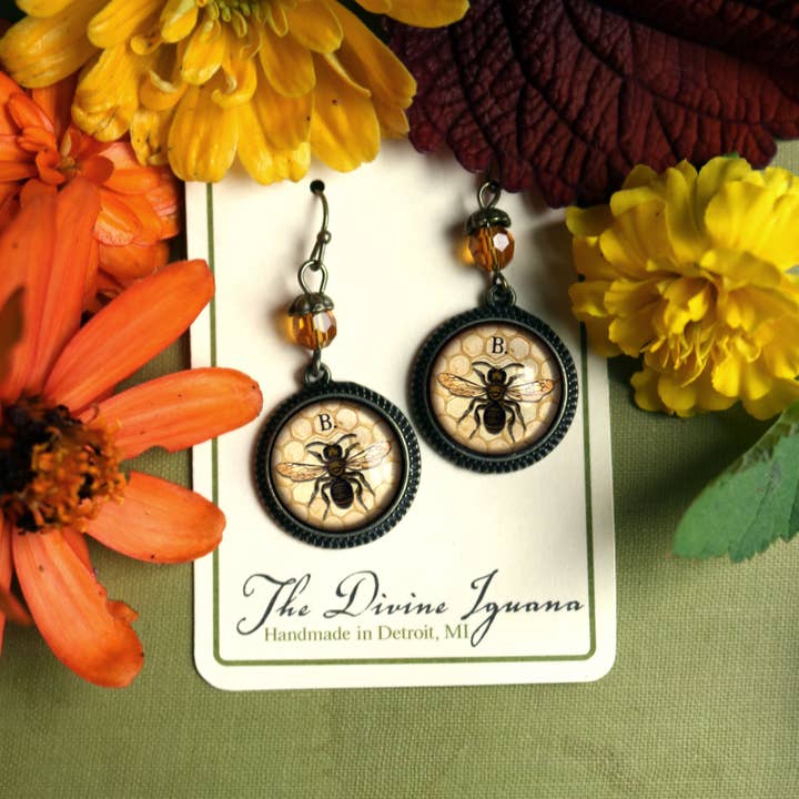 The Divine Iguana - Wholesale Dangle earrings - Honey or Worker Bee Cottage Core Earrings2