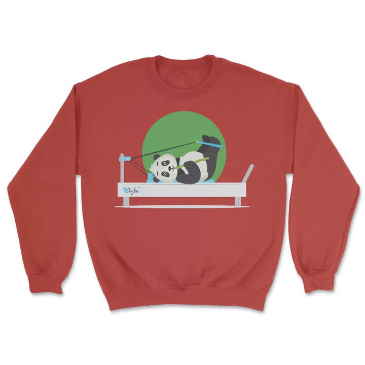 Hungry Panda on Pilates Reformer - Cozy Crewneck Sweatshirt for wholesale by Skyba