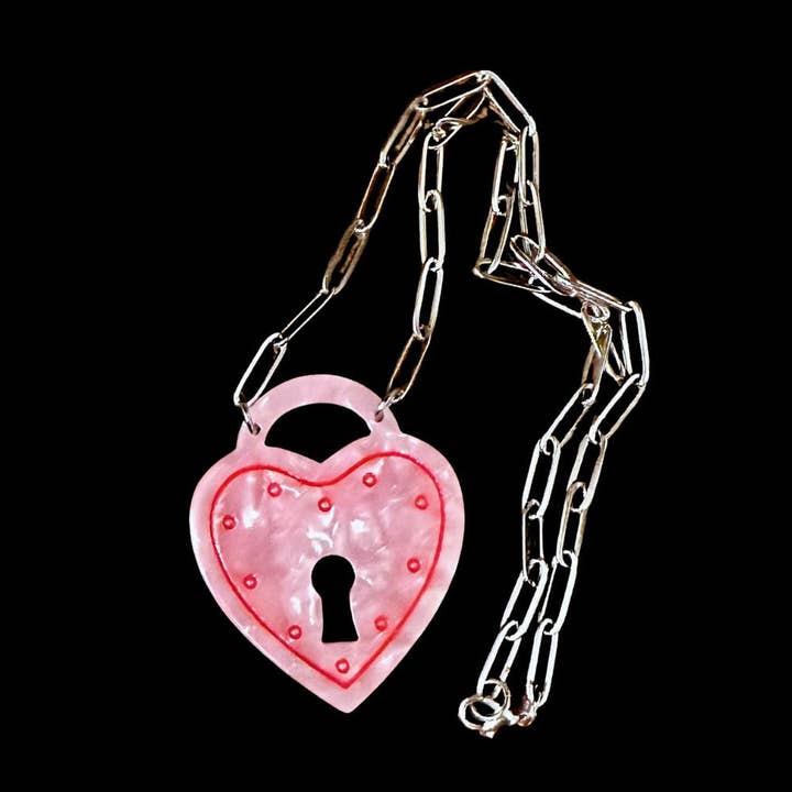 Foolish Fetish - Wholesale Pendant/Charm Necklace - All Locked Up Heart Padlock Necklace2