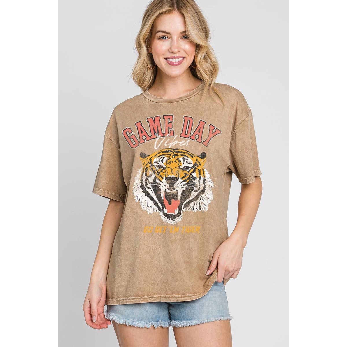 HRTandLUV - Wholesale Screen Printed T-Shirt - Women's - GAME DAY TIGER MINERAL GRAPHIC TEE3