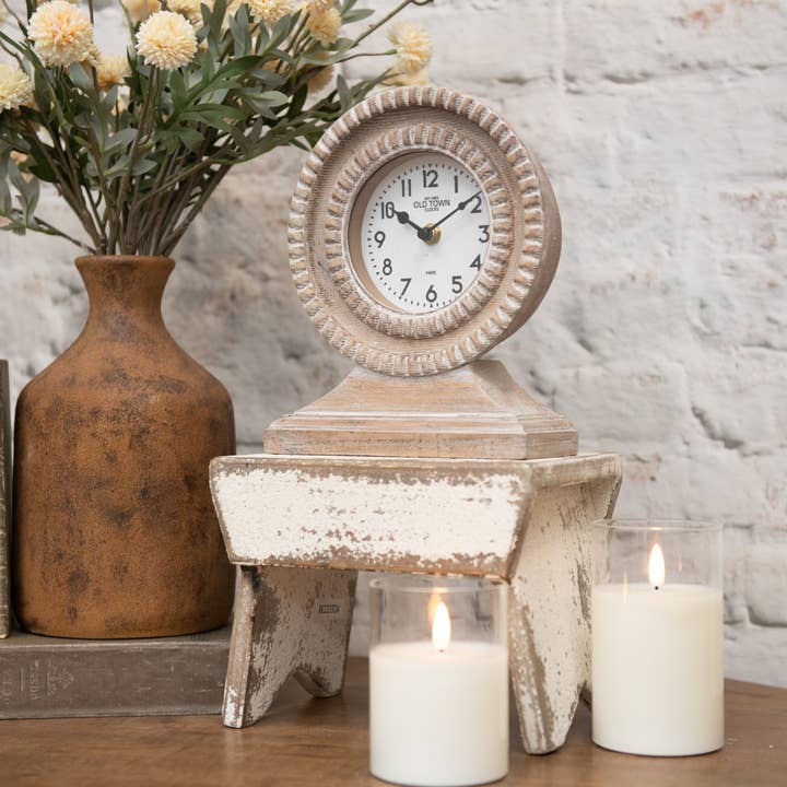 Ragon House - Wholesale Stool - 6.5" DISTRESSED WHITE STOOL