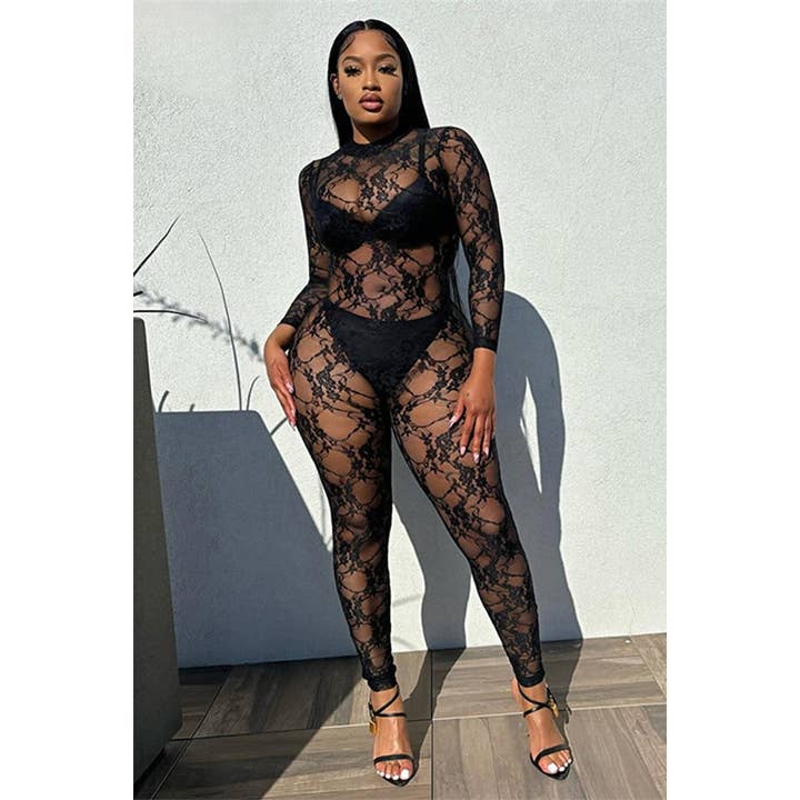 Street See through round Neck Jumpsuit for wholesale by Paperdoll