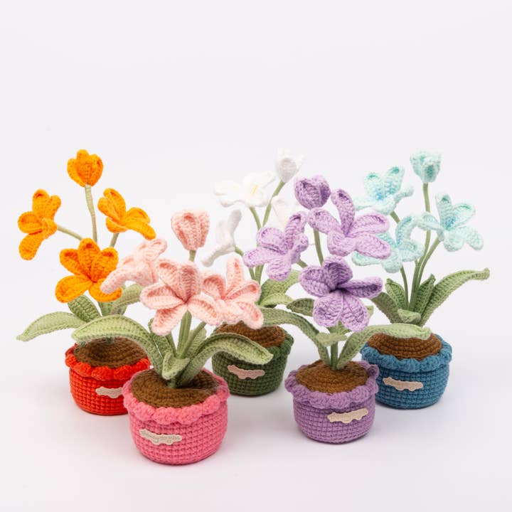 Handgjorda virkade krukväxter - Frangipaniblomma i kruka för wholesale av The Way to You