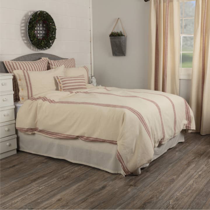 VHC Brands - Wholesale Duvet Cover - Market Place Red King Duvet Cover 92Lx108W