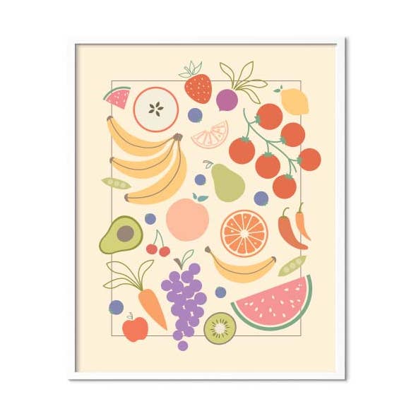 Art Print | Fruits & Veggies 11x14" |Hand-Drawn Illustration for wholesale by Line & Kind Paper Co.