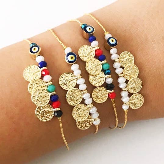 Pulsera de cuentas de semillas de mal de ojo, pulsera de cadena de oro para venta al por mayor de Evileyefavor