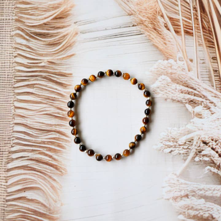 KLS Gems and Jewelry - Wholesale Beaded bracelet - Tiger's Eye bracelet with Stainless steel beads 1