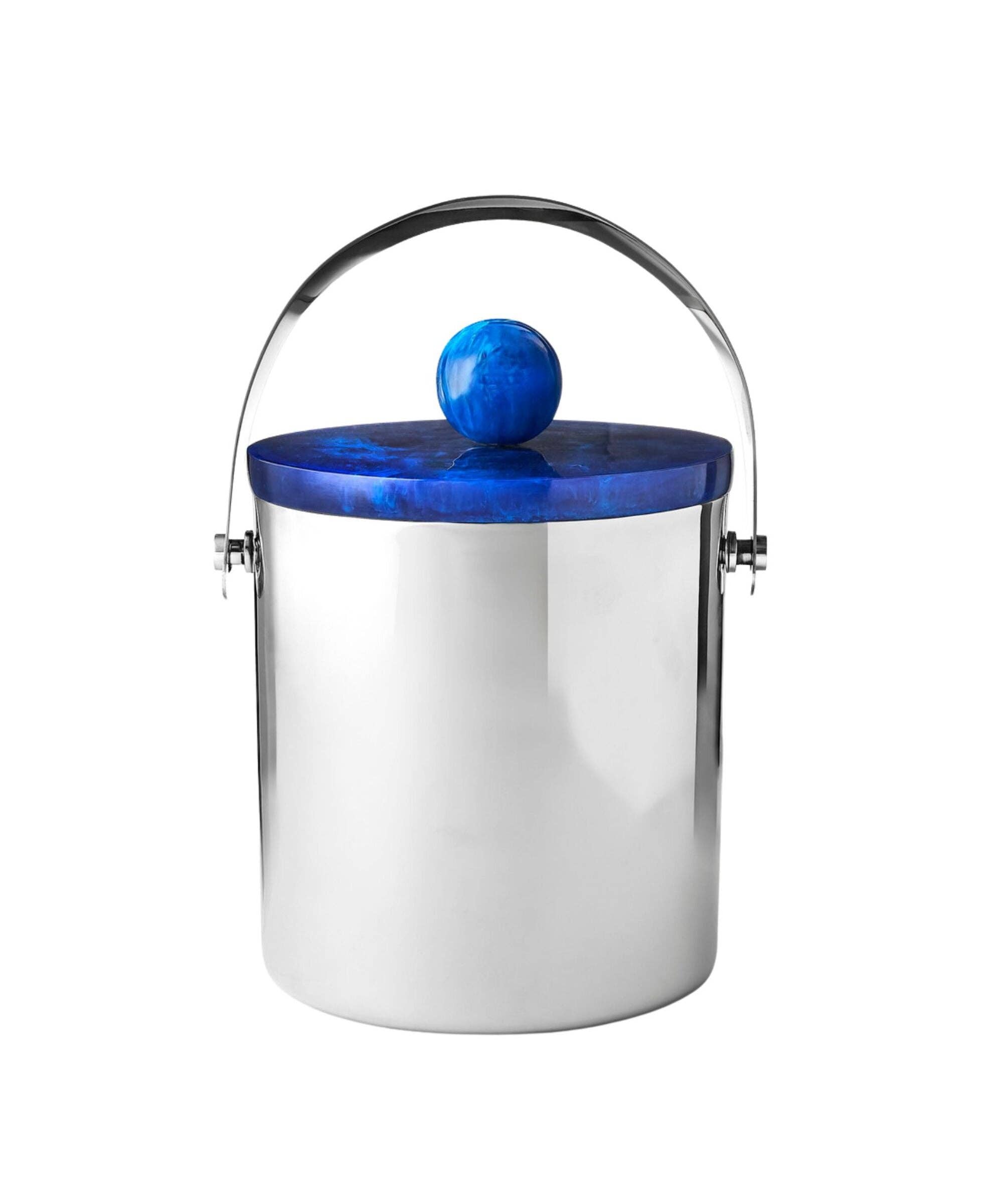 Godinger - Wholesale Ice Bucket - Azure Blue Resin & Stainless Steel Ice Bucket2