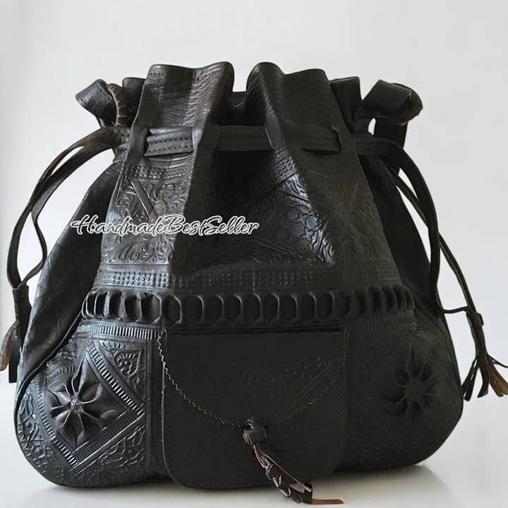 HandmadeBestSeller - Wholesale Backpack - Unisex - Handcrafted Moroccan Leather Backpack with Embossed Design 6