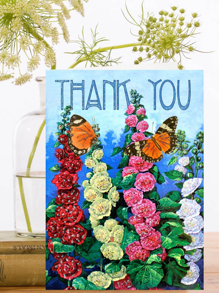 TC011P ~ Hand Glittered Thank You Card for wholesale by Madame Treacle