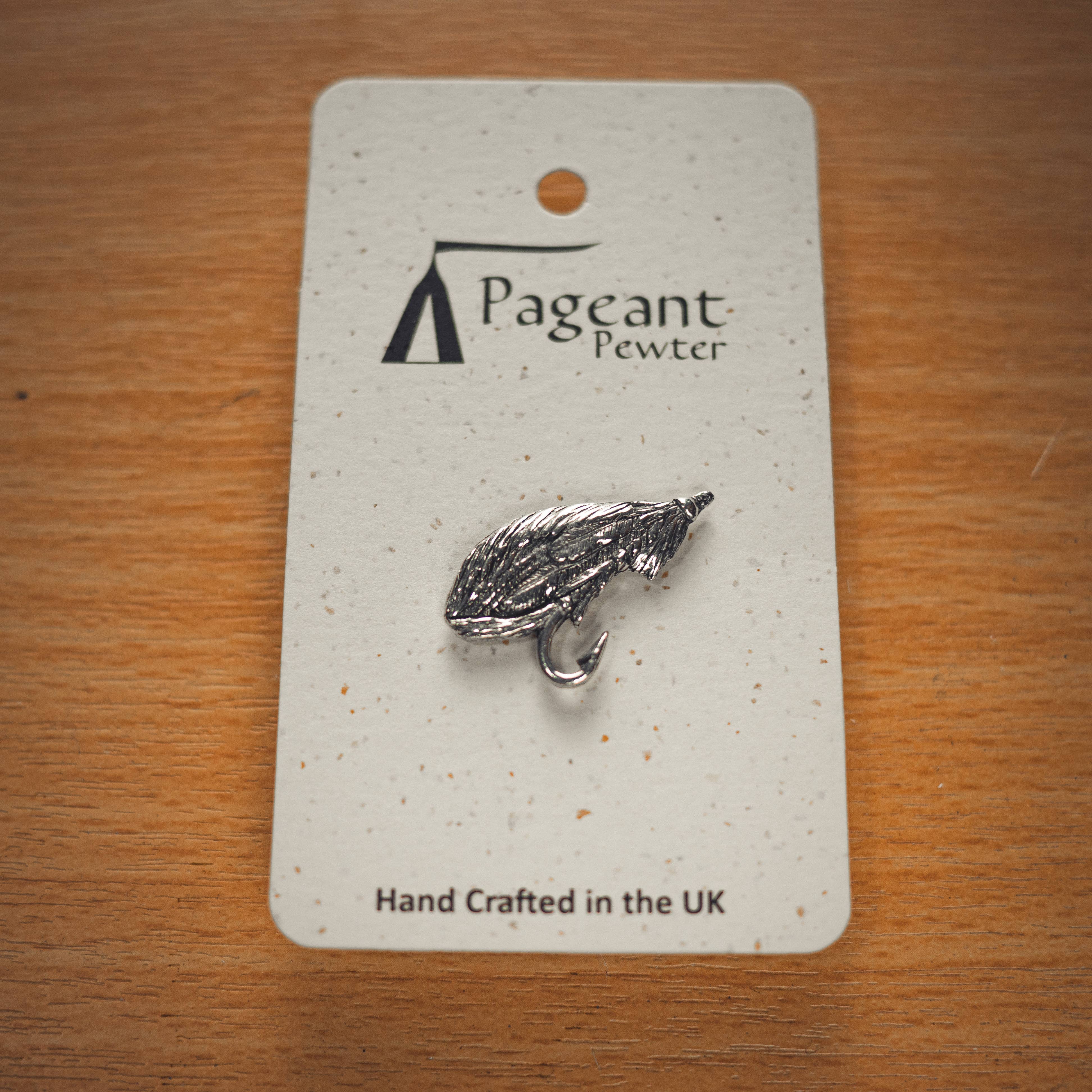 Pageant Pewter – wholesale Lapel pin/button – Salmon Fly Pewter Pin Badge1