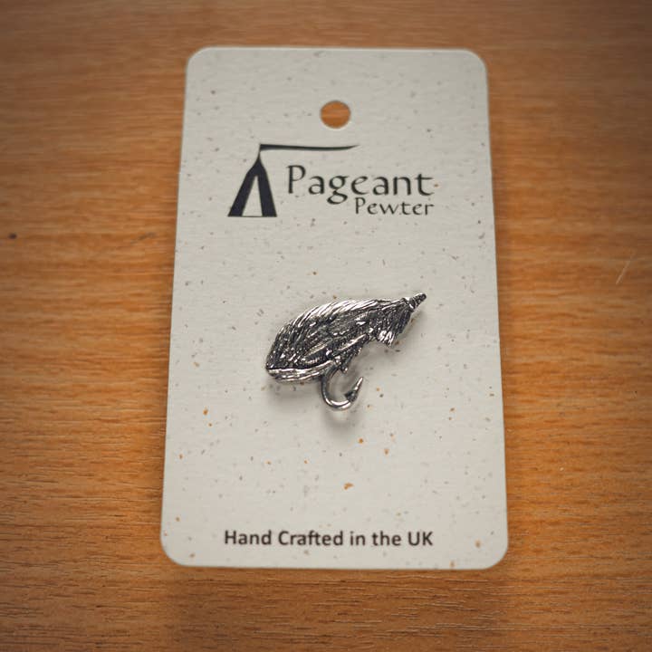 Pageant Pewter – wholesale Lapel pin/button – Salmon Fly Pewter Pin Badge1