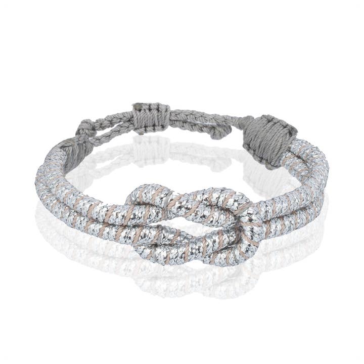 Armband met open knoop - twee streng zilver voor wholesale door SEQUENCE APPAREL LLC