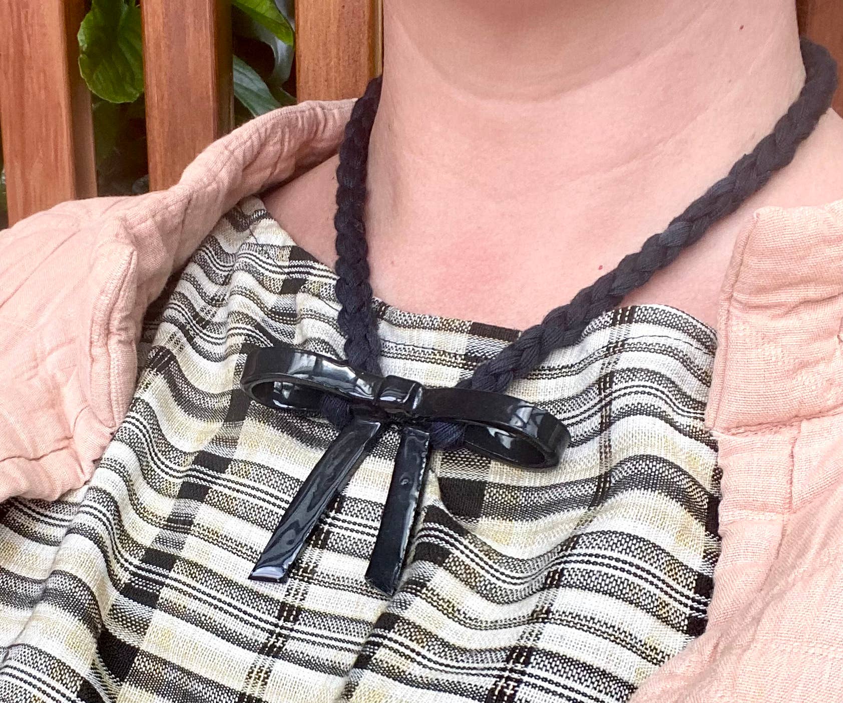 Barrow PDX - Wholesale Woven Necklace - Black Bow Ceramic Necklace1