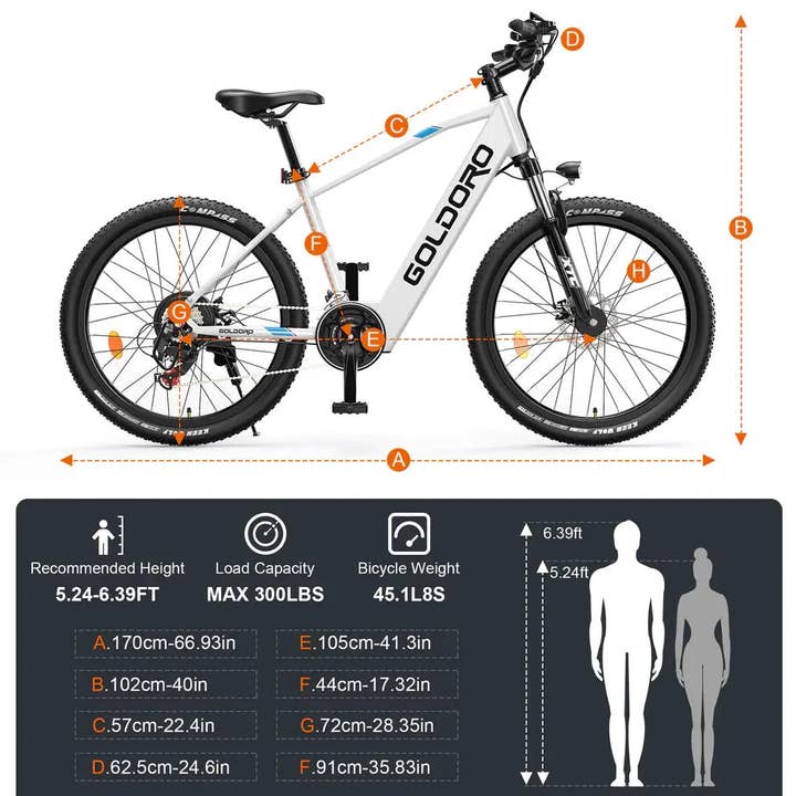 Promounts - Wholesale Bike/Scooter - Kids - Goldoro Electric Bike 26" X7 Aluminum Alloy Mountain Bike, 350W/36V, MAX 17.4 MPH, 21 speed (EB26X7-WT)5