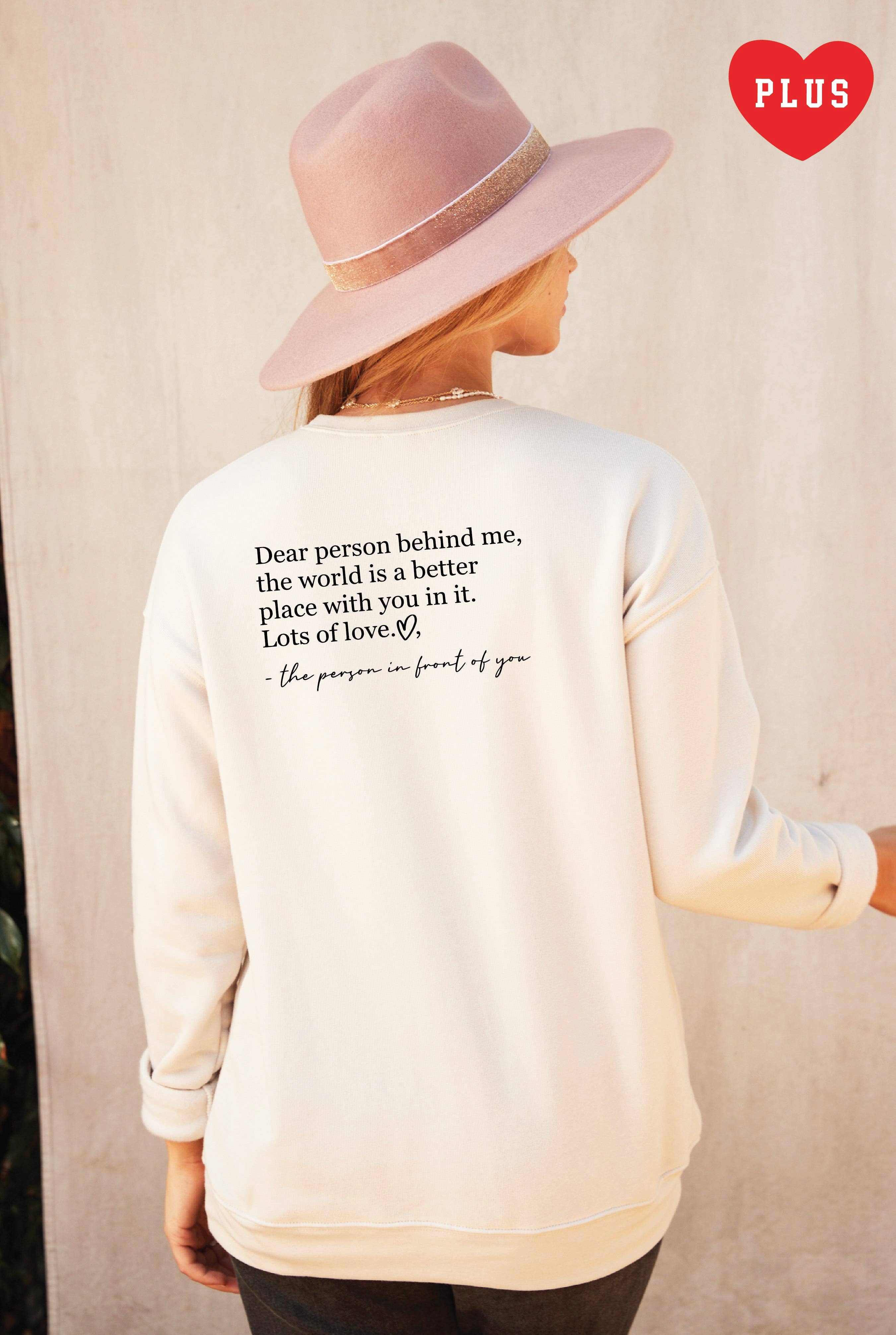 OAT COLLECTIVE - Wholesale Graphic Sweatshirt - Women's - DEAR PERSON BEHIND ME  Plus Graphic Sweatshirt0