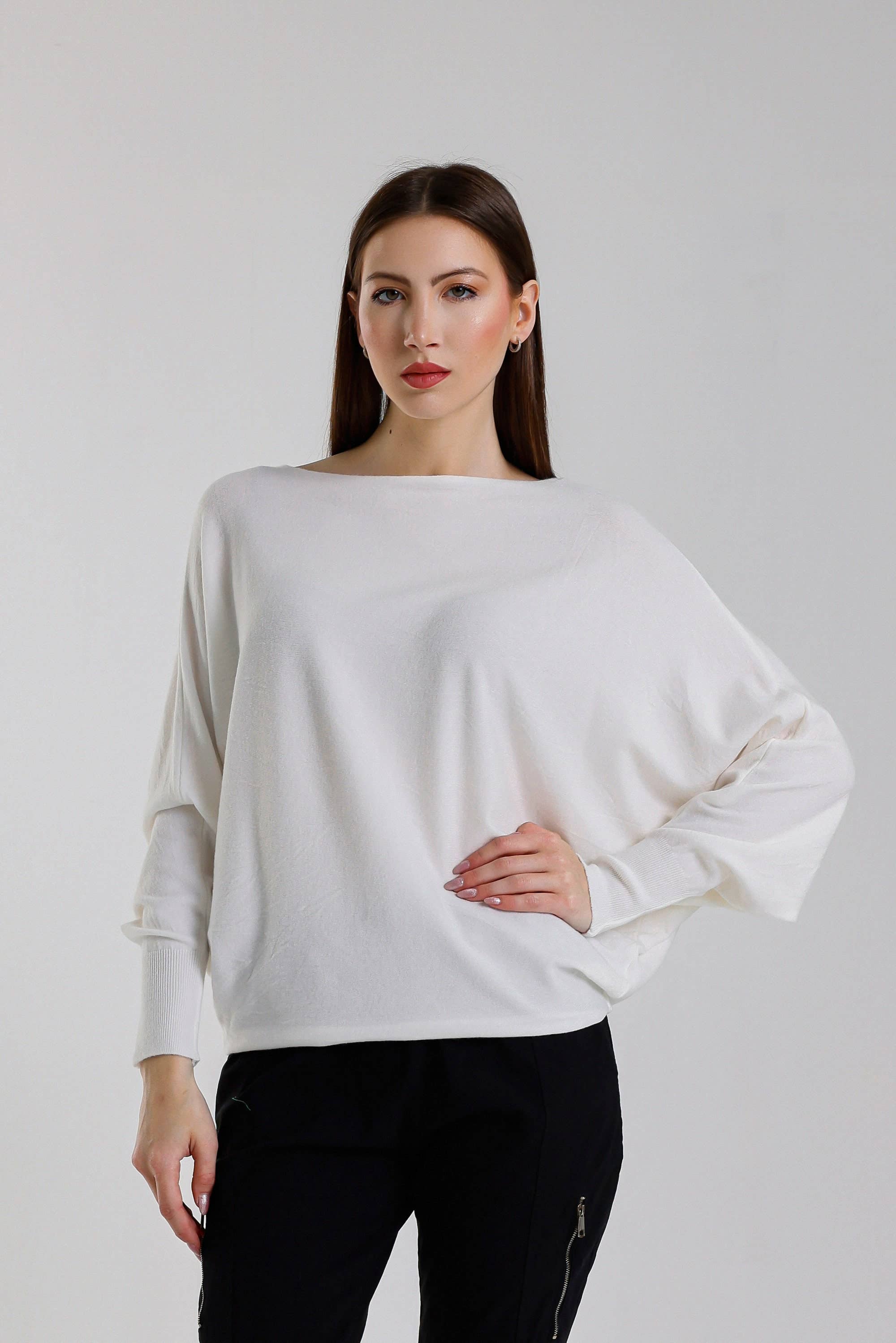TINA Stephens Italy/Tees By Tina – Engroshandel Pullover - Dame – Mylah seriøst blød batwing sweater (BLS413)4
