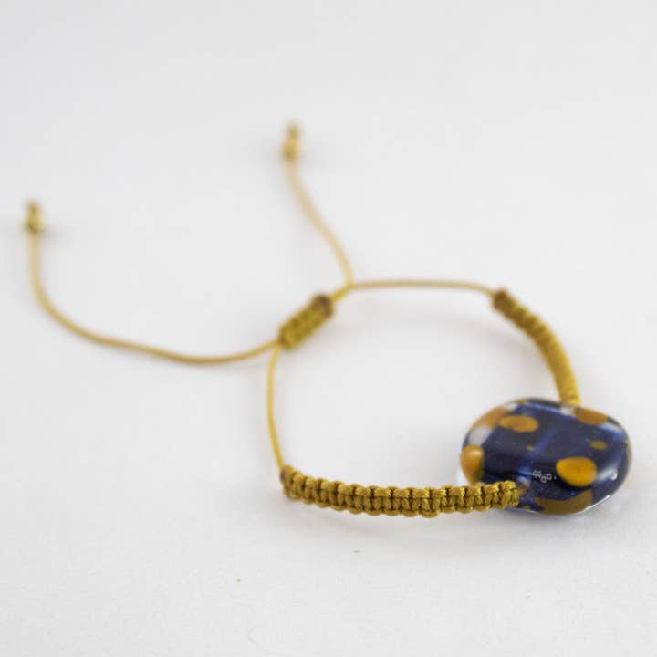 Pulseiras de vidro artesanais - azul e dourado por atacado de Handcrafted Gift
