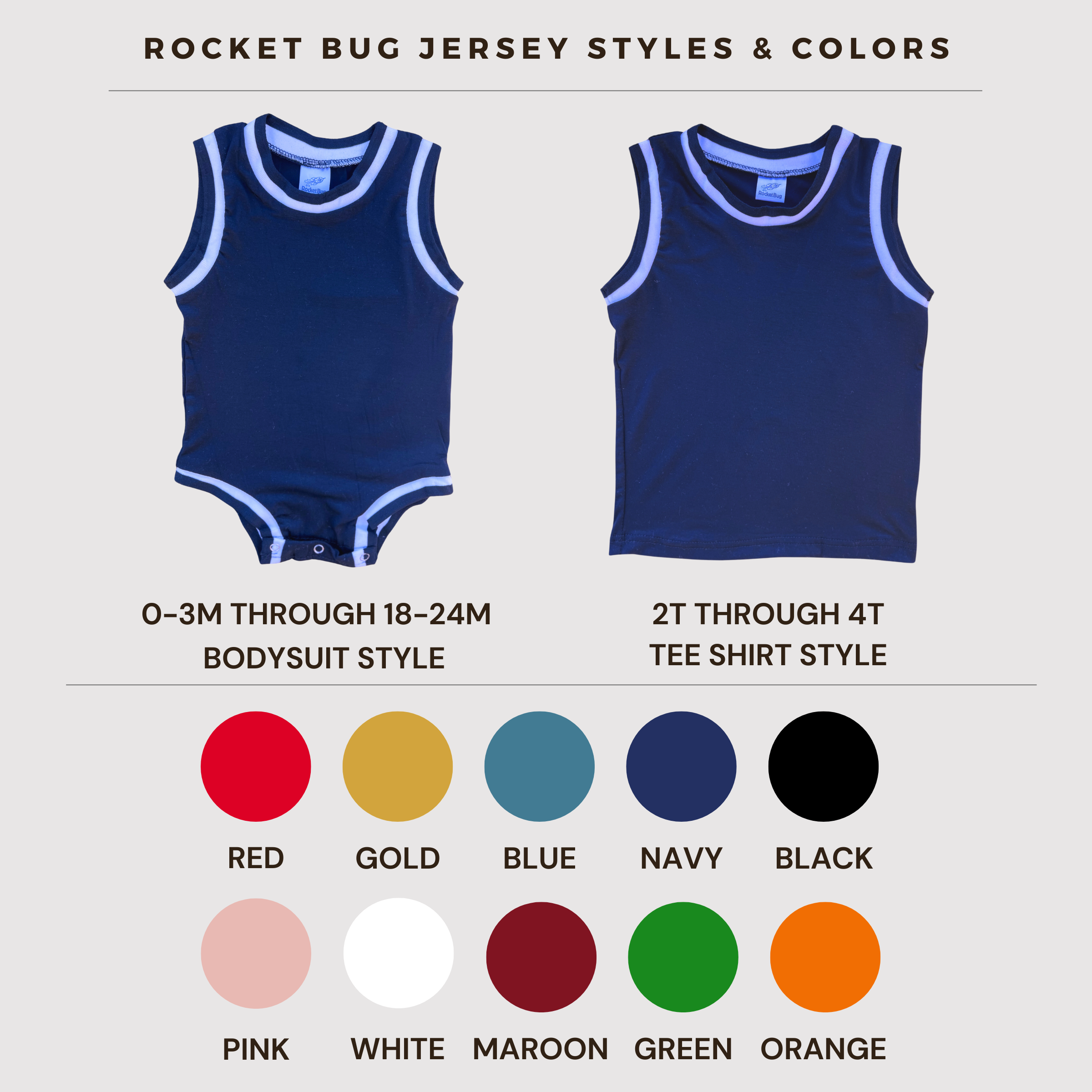 Rocket Bug - Wholesale Bodysuit (Non-Footed) - Baby - Blank Sleeveless Basketball Jersey for Baby & Toddlers20