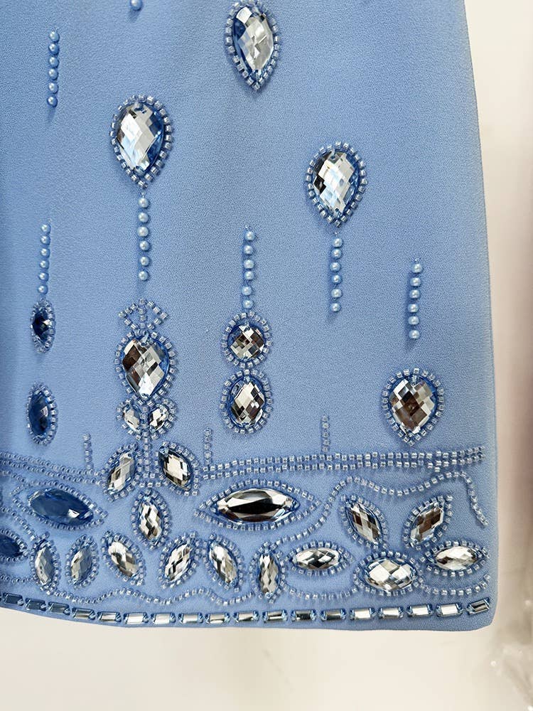 Productseeker – Conjunto de top e saia - Mulher por atacado – SET038 Apresentamos as nossas “Luxe Beaded Diamond Top & Skirt Ens”7