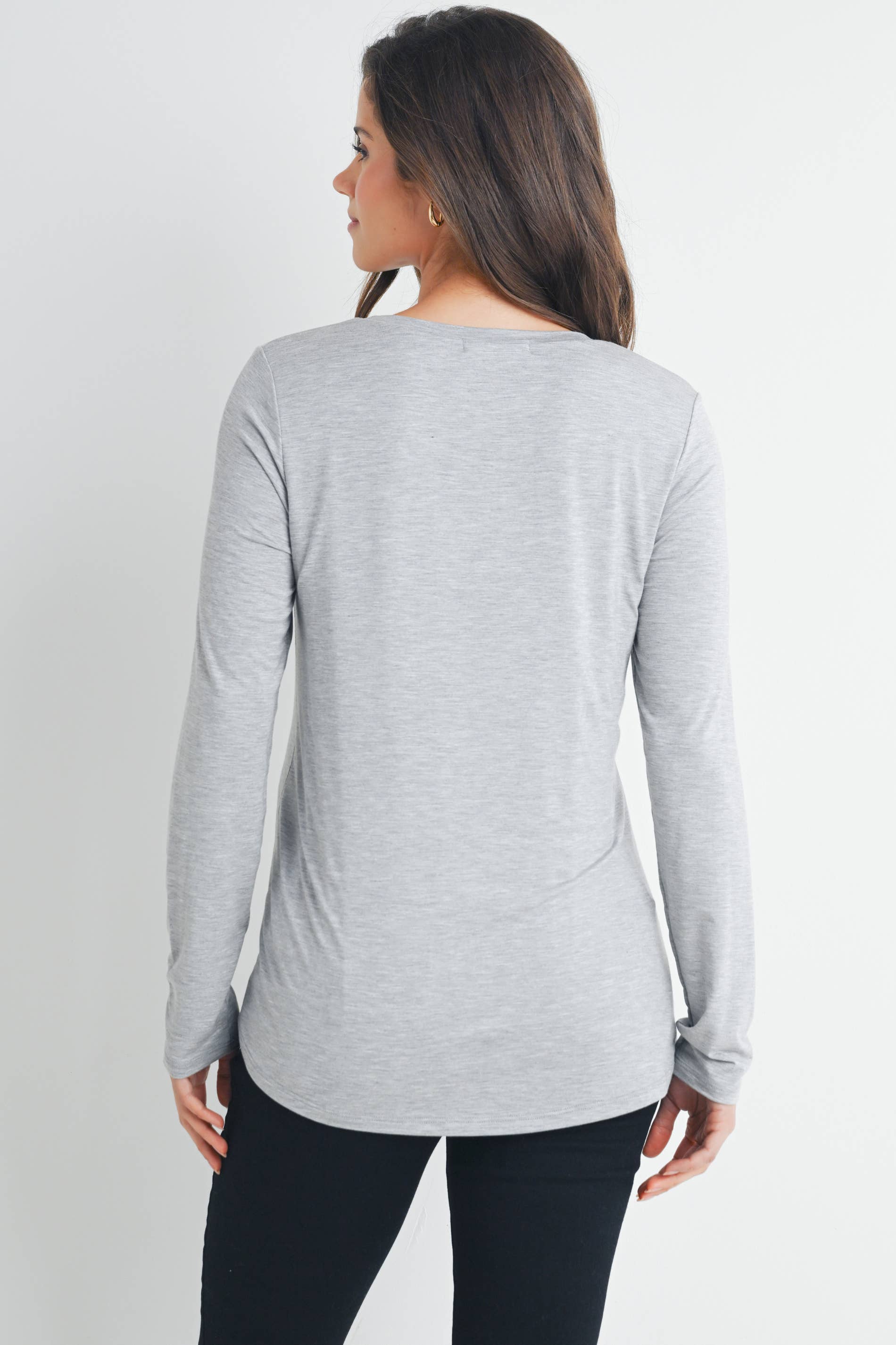 Hello Miz - Vente Haut d'allaitement - Haut d'allaitement maternité à manches longues et encolure dégagée en tissu extensible doux16