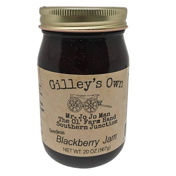 Gilley's Own 20oz Seedless Blackberry Jam for wholesale by Ironpath Distributors