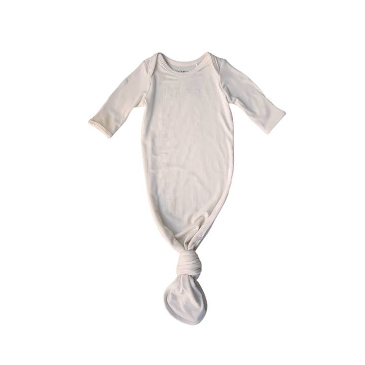 Everyday Leisure - Wholesale Babygown - Baby - Ivory Ribbed | Bamboo Knotted Gown