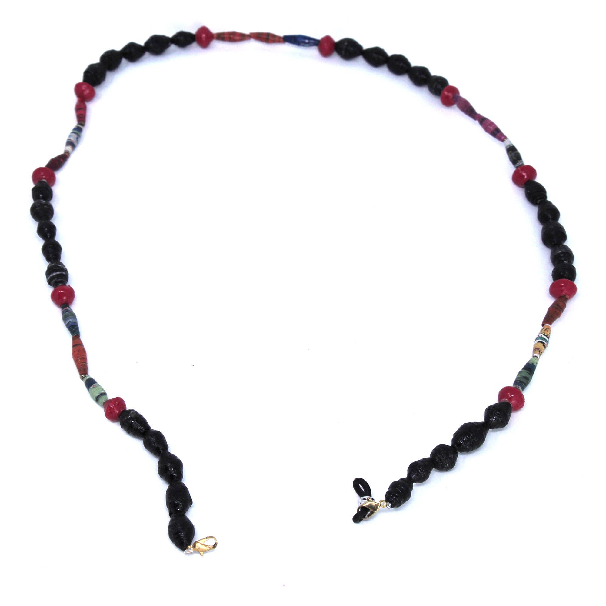 Global Crafts - Wholesale Beaded/Pearl Necklace - Face Mask/Eyeglass Paper Bead Chain, Black and Red4