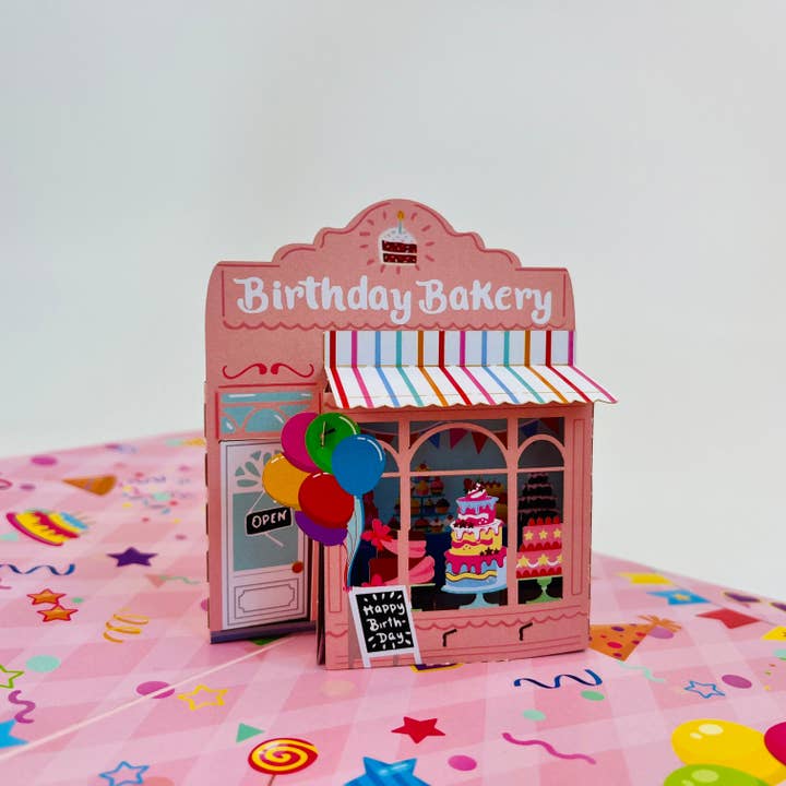 TARJETA DE FELICITACIÓN EMERGENTE DE PASTELERÍA DE CUMPLEAÑOS, Tarjeta Emergente 3D para venta al por mayor de The Paper Mix