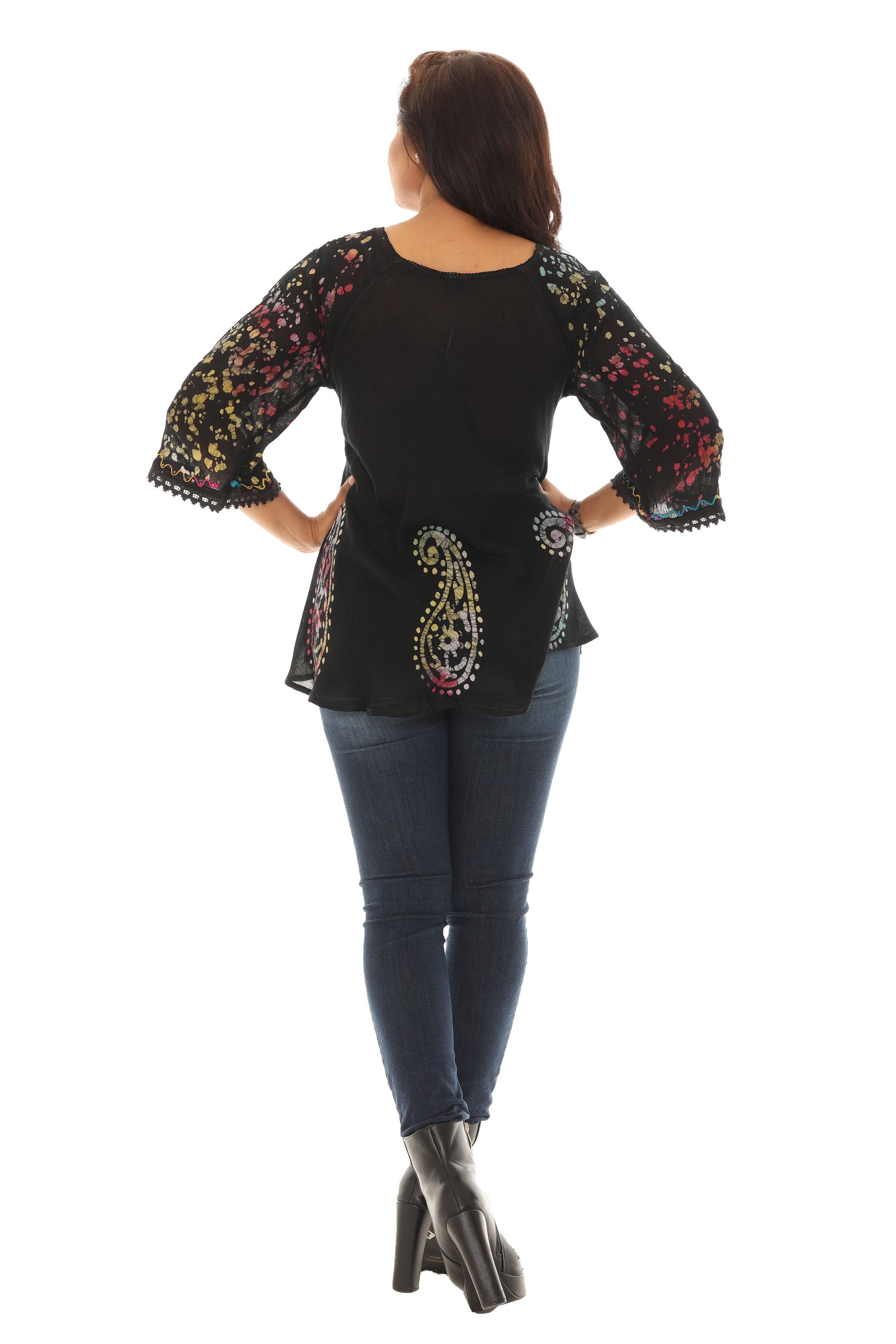 Shoreline Wear. INC – wholesale Tunic – Women’s – Bold Paisley Pattern Rainbow Tie Dye Rayon Tunic1