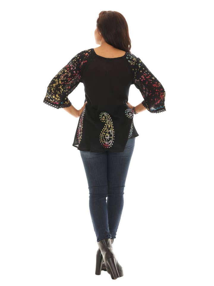 Shoreline Wear. INC – wholesale Tunic – Women’s – Bold Paisley Pattern Rainbow Tie Dye Rayon Tunic1