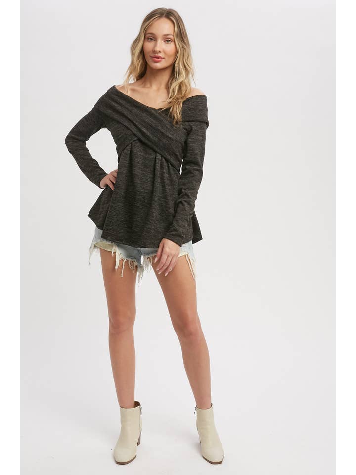 Bluivy - Wholesale Knit Top - Women's - MARLED KNIT CROSSOVER OFF SHOULDER TOP8