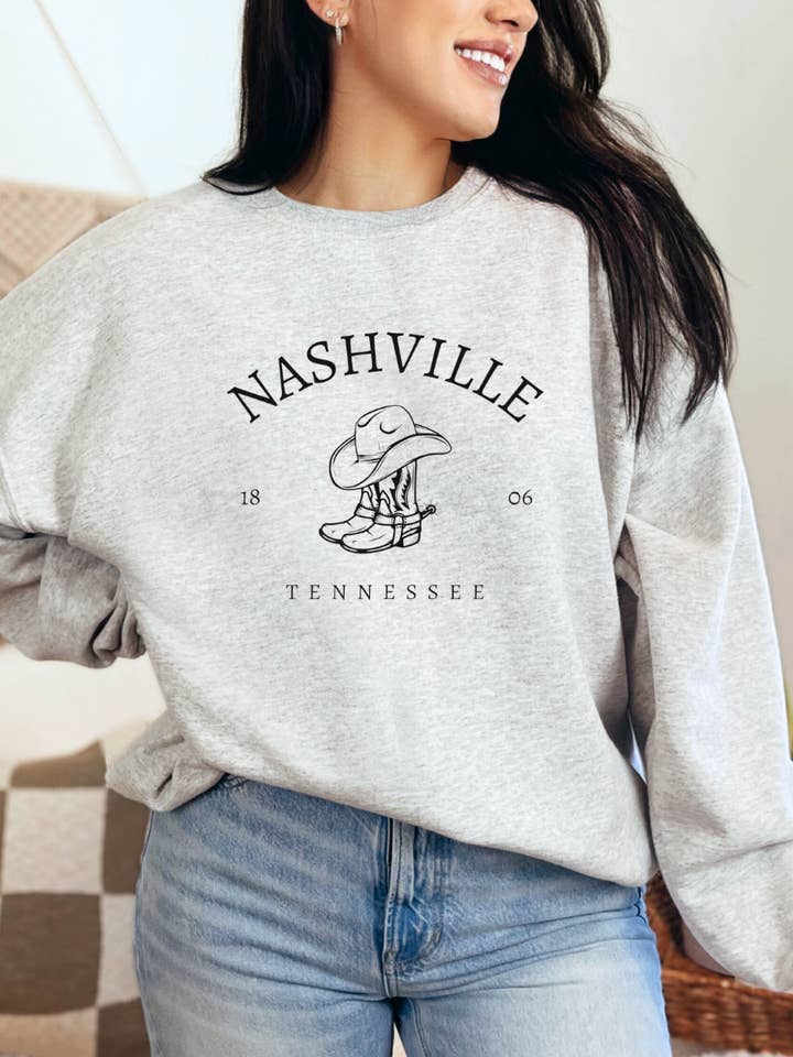 Nashville Tennessee Western - Crewneck Sweatshirt for wholesale by Desert Raine