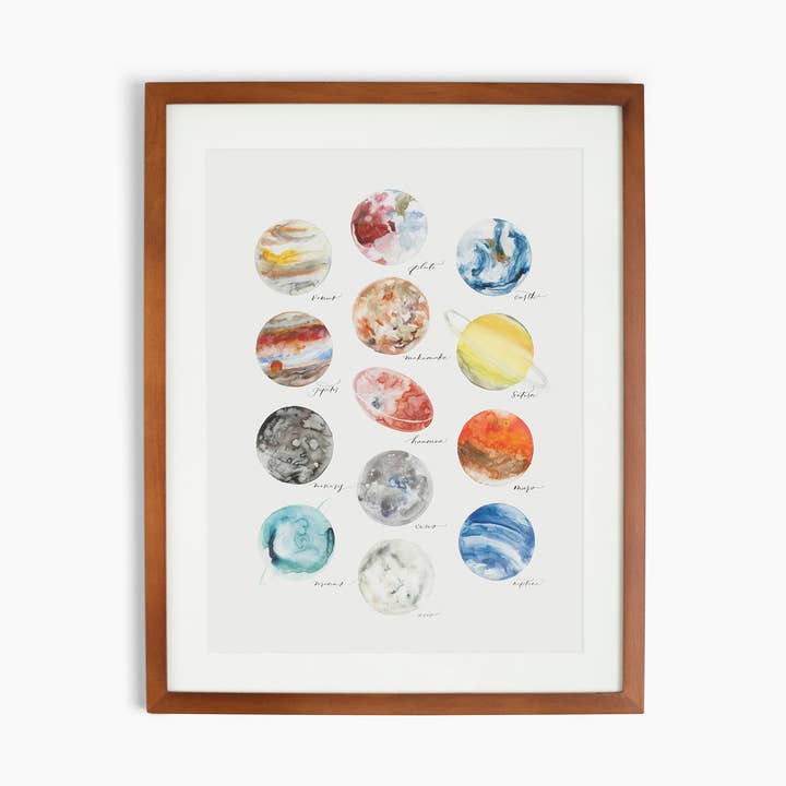 Watercolor Planets - 9x12 Art Print for wholesale by Paperfinger
