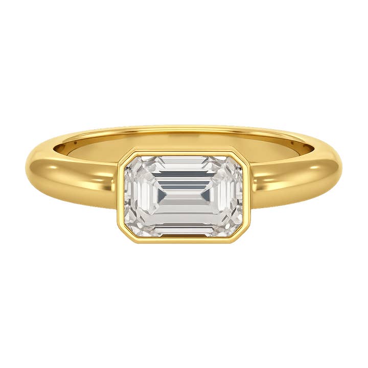 2 Carat Emerald Cut Bezel Set Lab Grown Diamond Solitaire Ring for wholesale by Evara Jewelry
