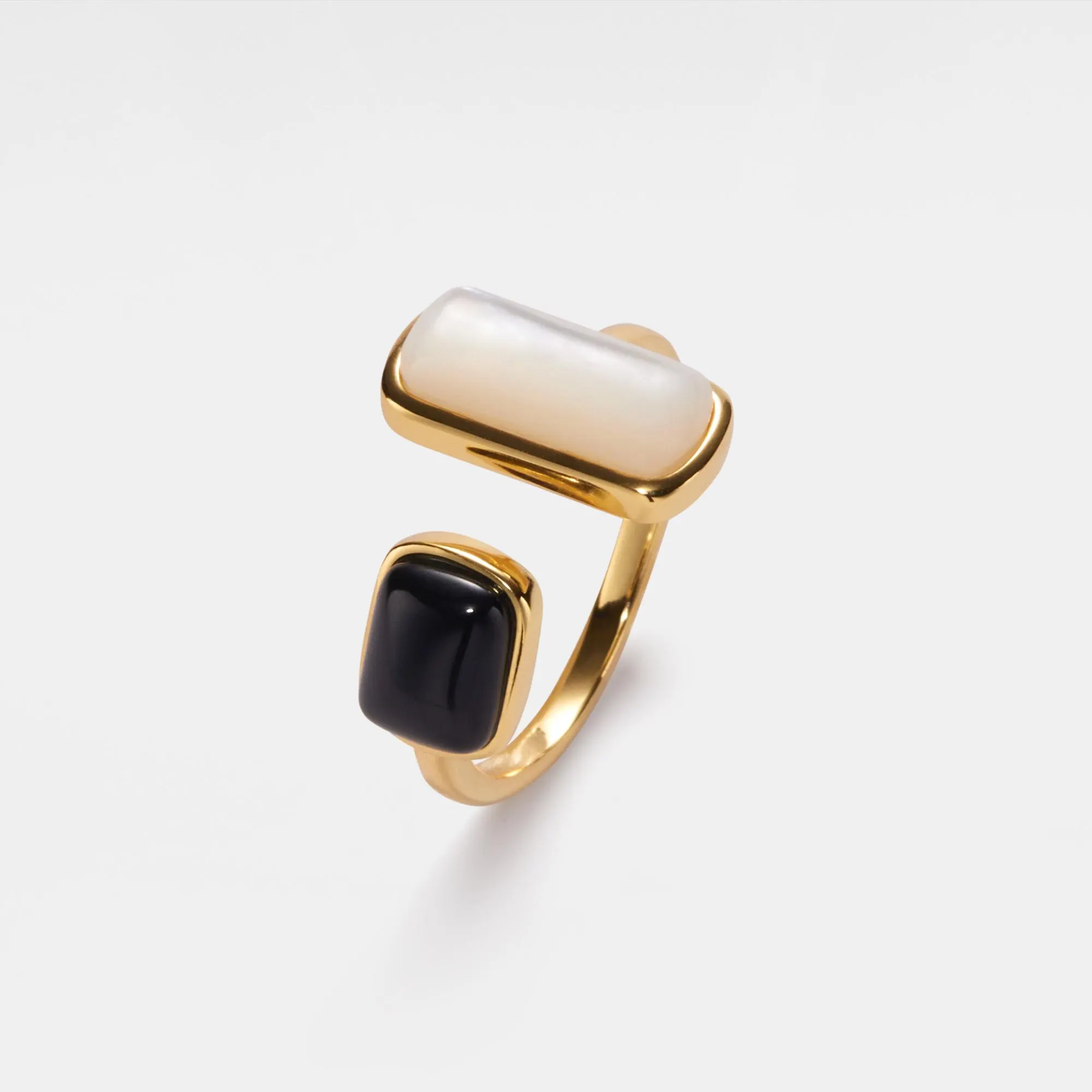 Perimade & Co. LLC - Wholesale Cocktail/Statement Ring - Black White Agate Onyx Cabochon Ring in 925 Sterling Silver6
