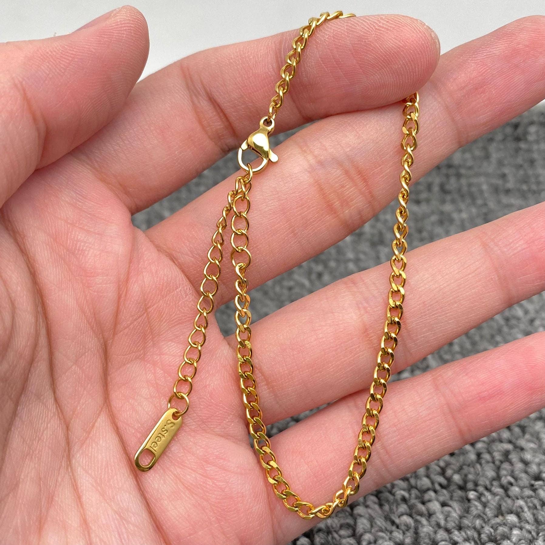 Mio Queena - Wholesale Link & Chain Necklace - Multi Style 18K Golden SS bracelet Chain DIY Accessories-FGS25