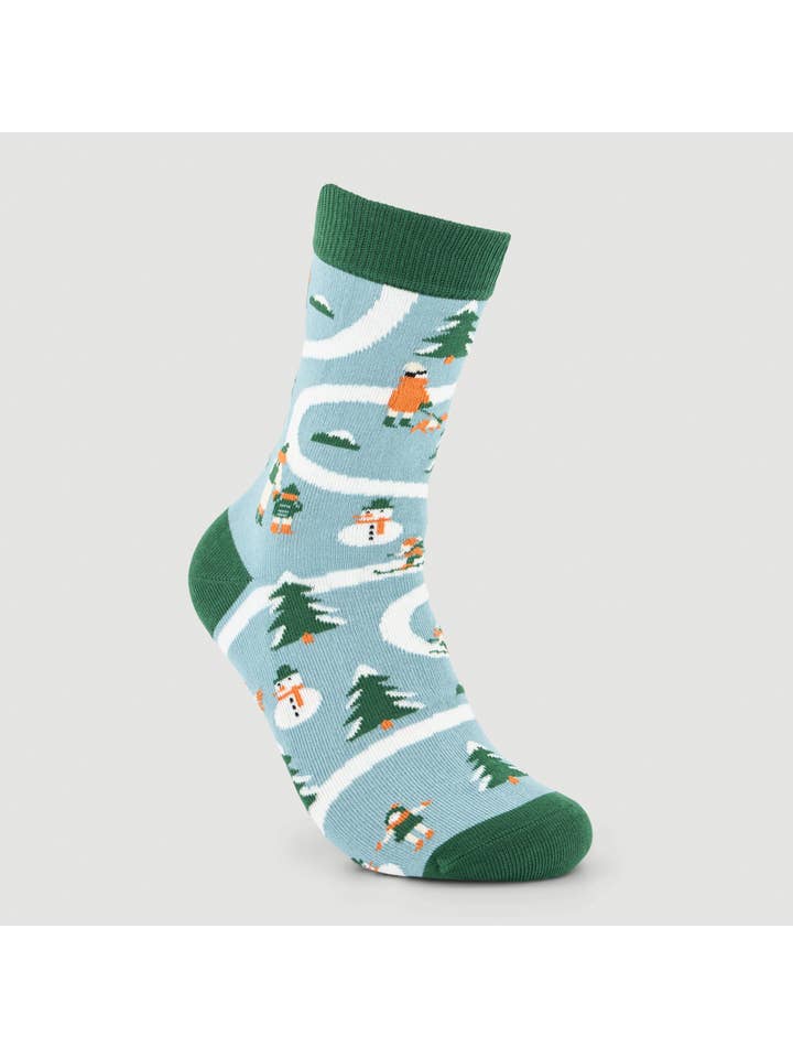 Veraluna Sustainable Clothing – Meias - Unissexo por atacado – Meias de Algodão Orgânico Paisagem de Inverno Comércio Justo