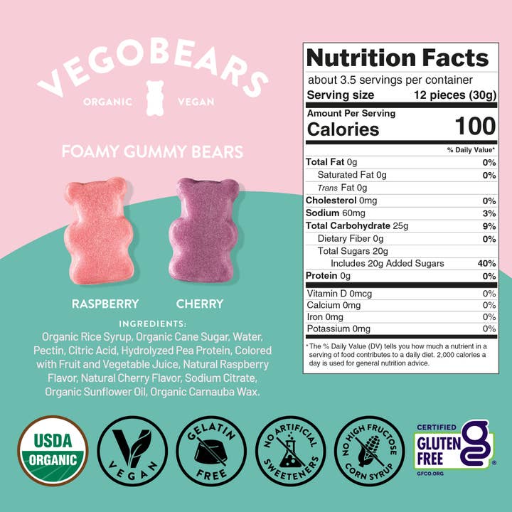 Candy People USA - Wholesale Gummy - Vegobears - Malibu 3.5oz. (10 Pack) Organic Gummy Bears2