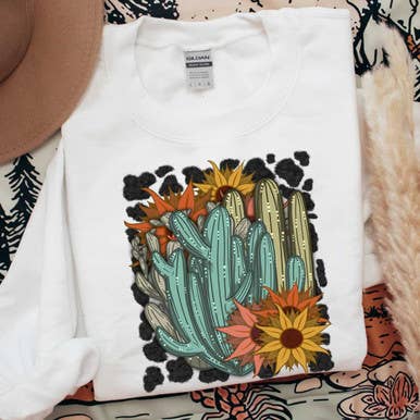 Cactus and Sunflowers Screen Print Heat Transfer for wholesale by Trendy Transfers