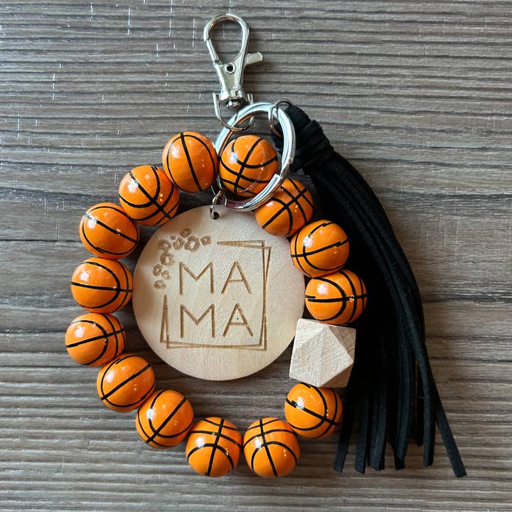 JILLIAN INK LLC - Wholesale Keychain - Women's - Mama Sports Keychain with Wooden Beads2