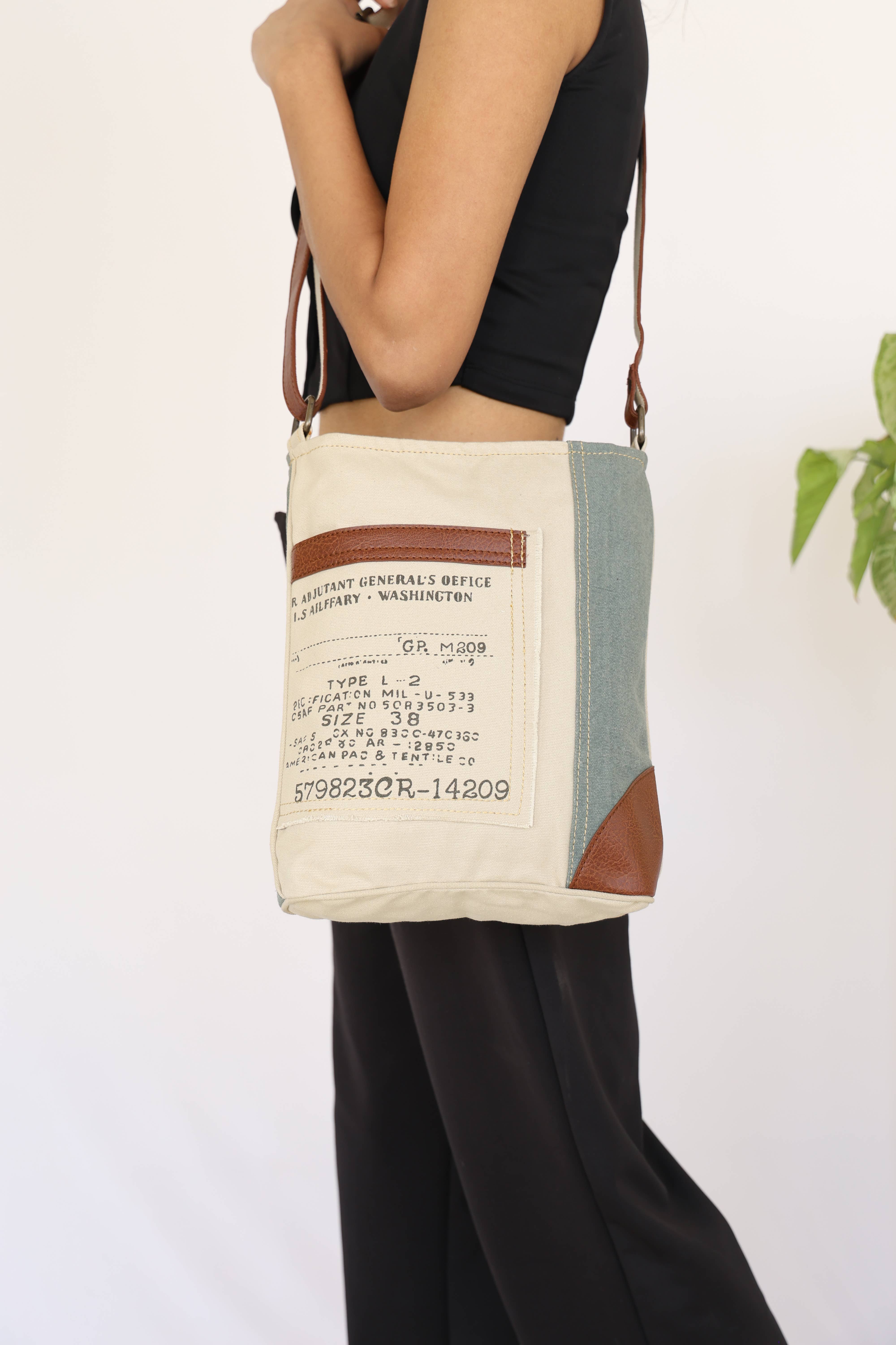 Mona B. - Wholesale Crossbody Bag - Women's - Identified Up-Cycled Canvas Crossbody, M-60126