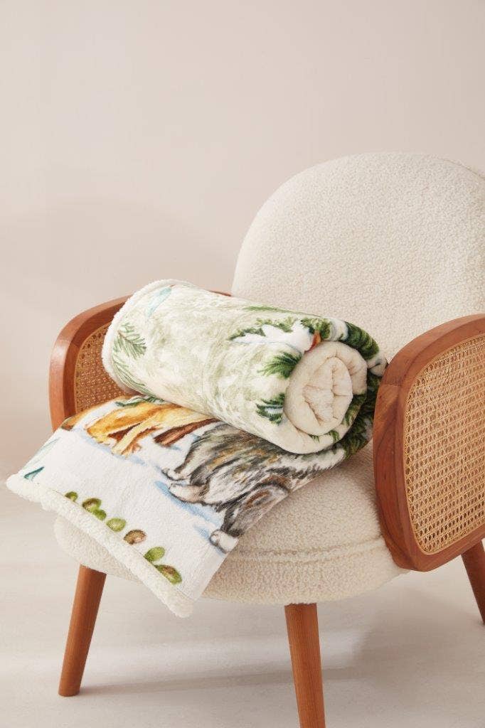 Duke Imports - Wholesale Throw Blanket - "Winter Wonderland" Flannel Sherpa Throw Blanket 50"x60"3