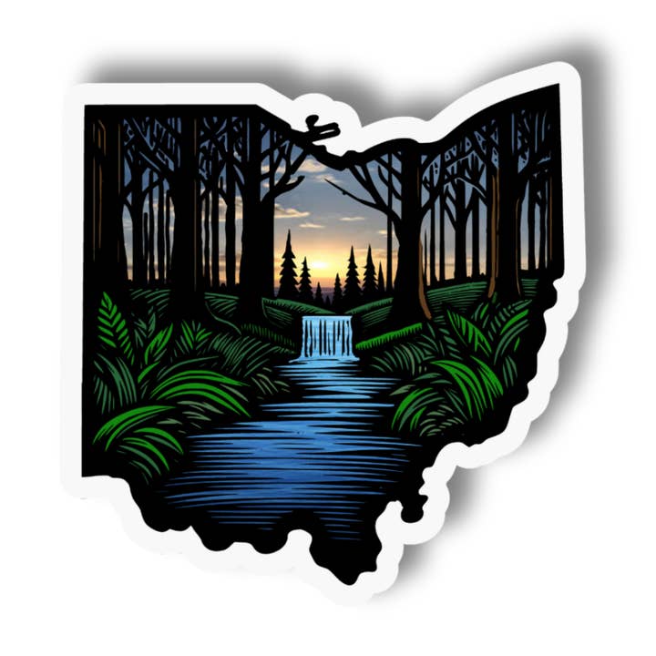 Ohio State Colored Drawing 3" Vinyl Sticker for wholesale by National Parks and Beyond