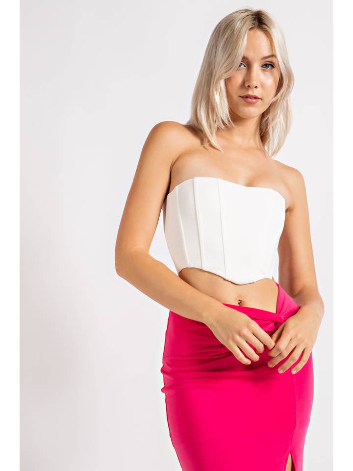 Edit by Nine - Wholesale Corset - Women's - Ct2028 Solid Knit Corset Crop Top13