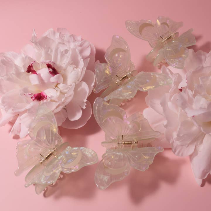 WINONA IRENE - Wholesale Hair Clip - Women's - Light Green Acetate Lunar Moth Hair Claw with Crescent Moons9