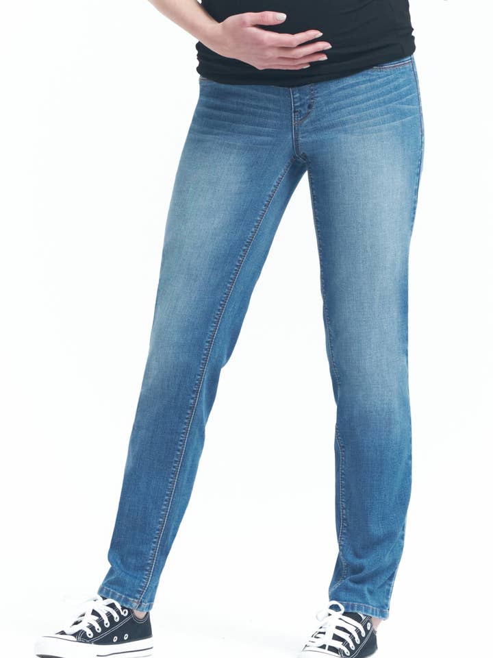 1822 Denim - Wholesale Jeans - Maternity - Maternity 30" Straight Leg Jean w/ Bellyband in Miles0